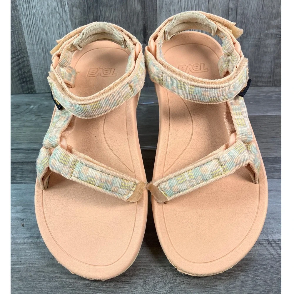 Teva Hurricane XLT2 Kids Size 2 Peach Pastel Geometric Sport Sandals 1019390C